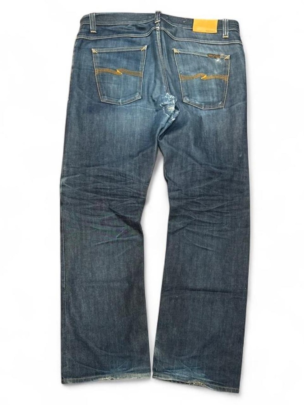 Y2K Nudie Jeans Distressed Patched Faded Straight Jeans
